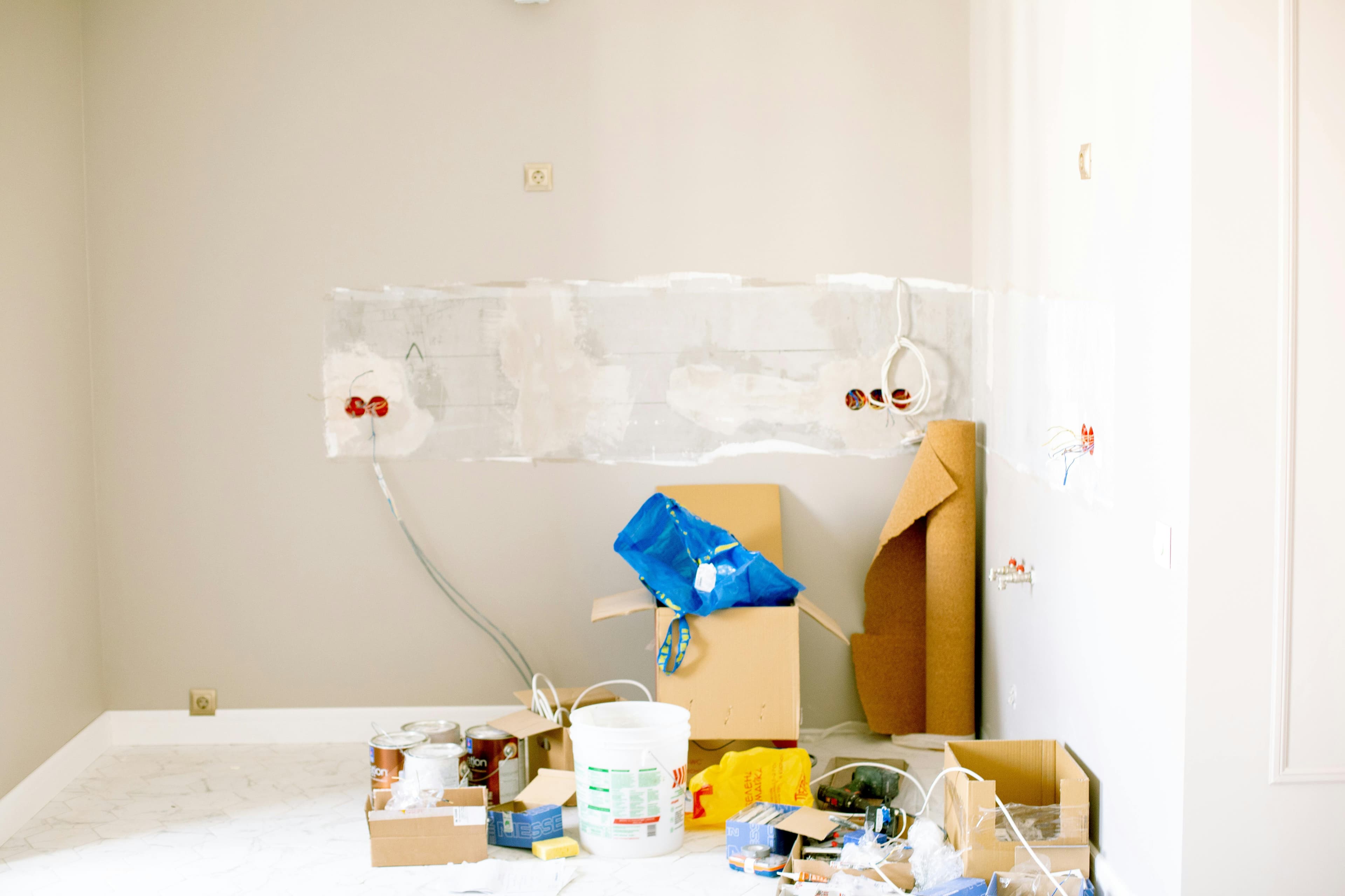 Professional renovation crew at work